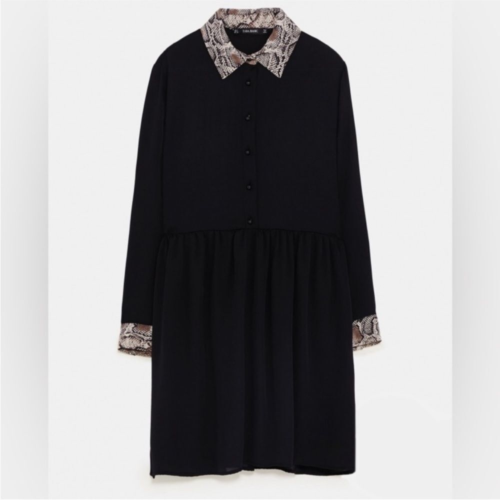 Zara Basic Black Python Snake Trim Mini Dress Siz… - image 2